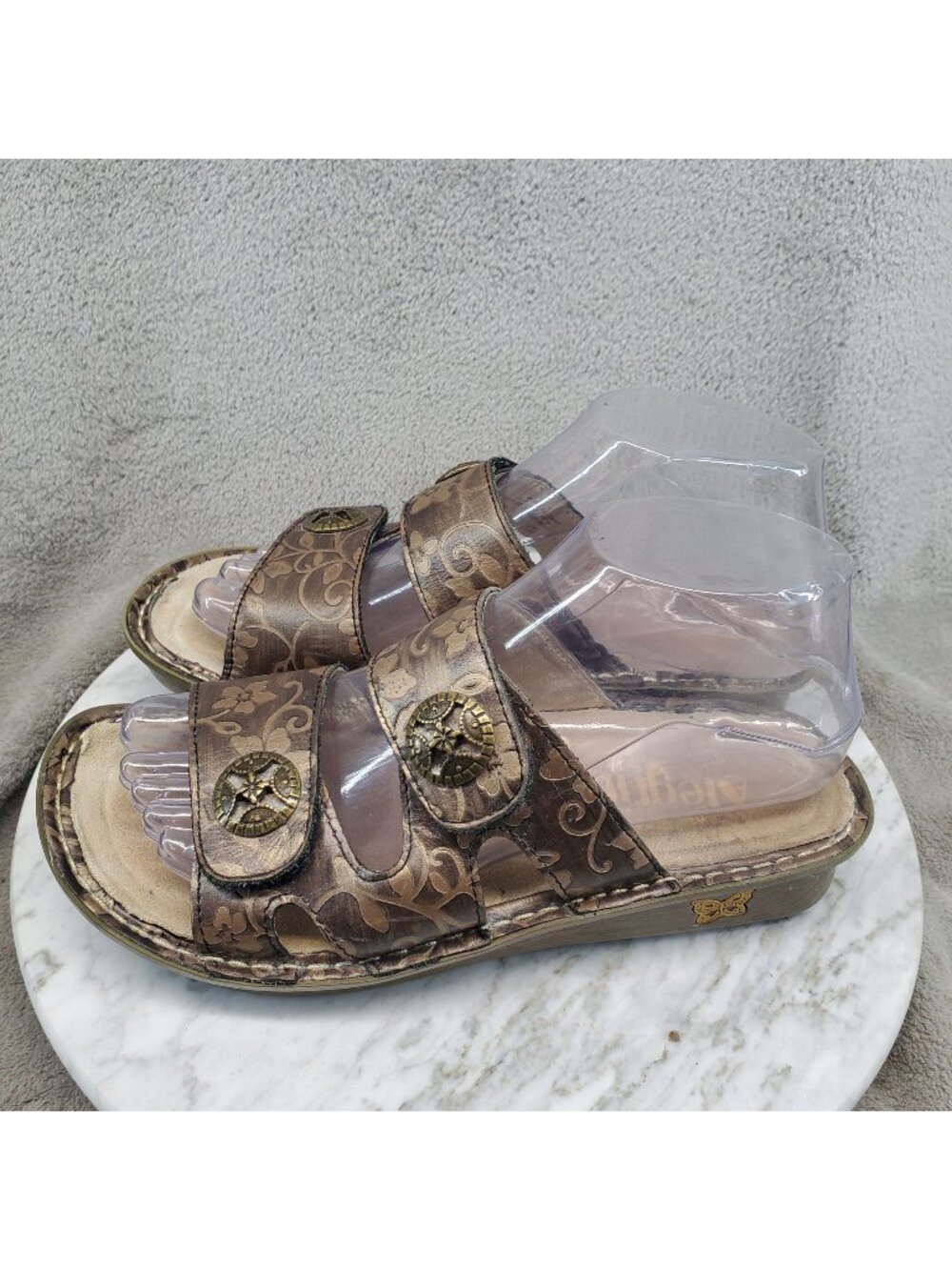 Alegria Shoes Womens EU 36 US 6-6.5 Brown Floral Leather Violette Sandals *Read*